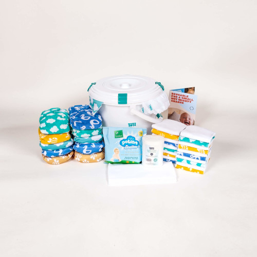 reusable nappy set in matchy prints