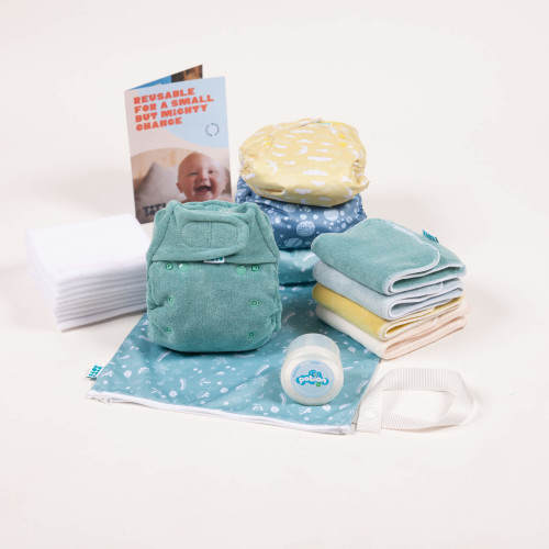 reusable nappy set in natures rainbow