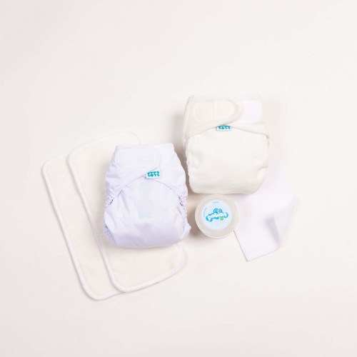 newborn reusable nappies white and natural