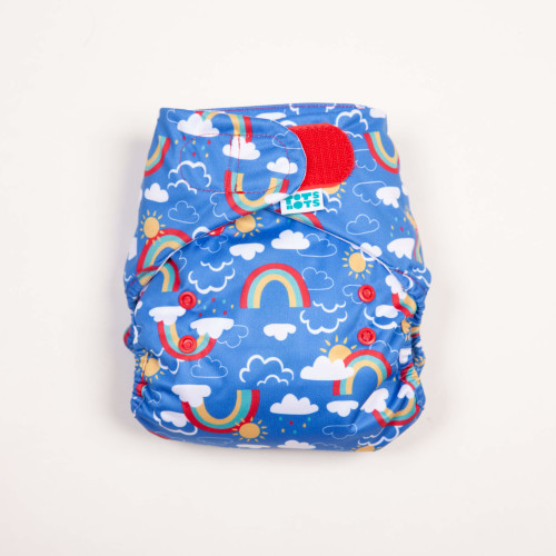 reusable nappies rainbow skies flatlay