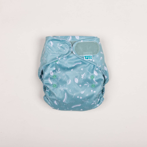 TotsBots green reusable nappy in forest print