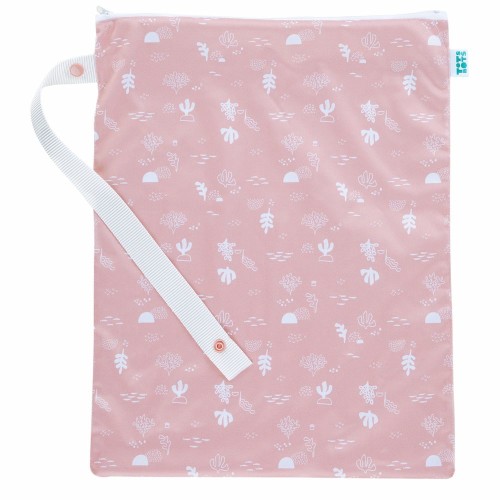 Reusable nappy storage, wet bag for soiled nappies, waterproof, Shoreline cameo pink, Nature's Rainbow collection