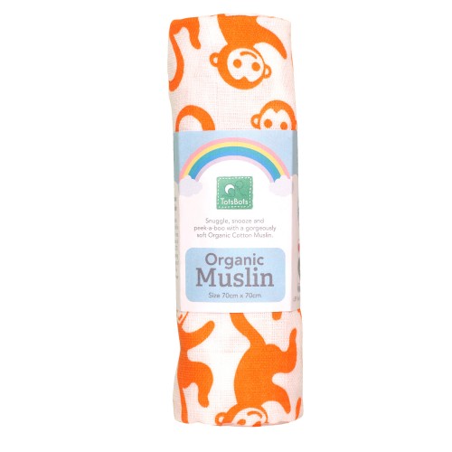 TotsBots Organic Cotton Muslin - Chimpantzee print