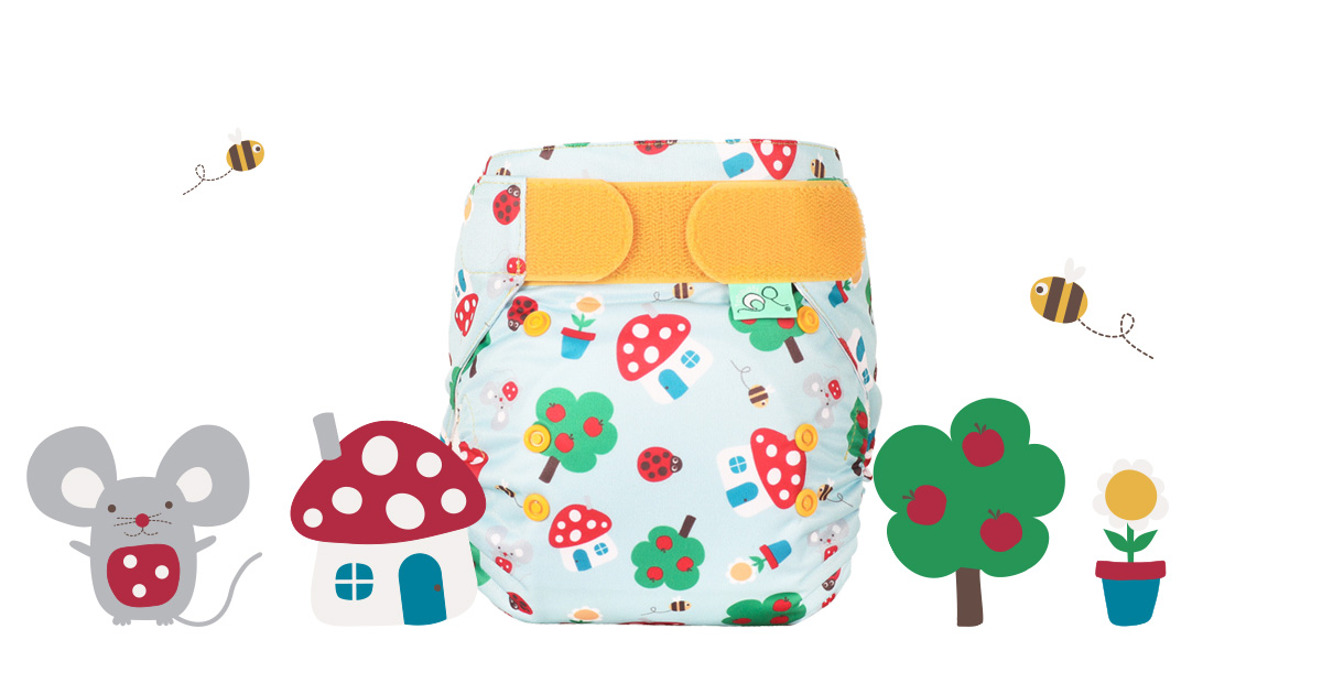Frugi Mushroom Town Nappy Print