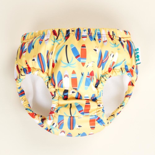 TotsBots Reusable swim Pants in Frugi print Surfs Up